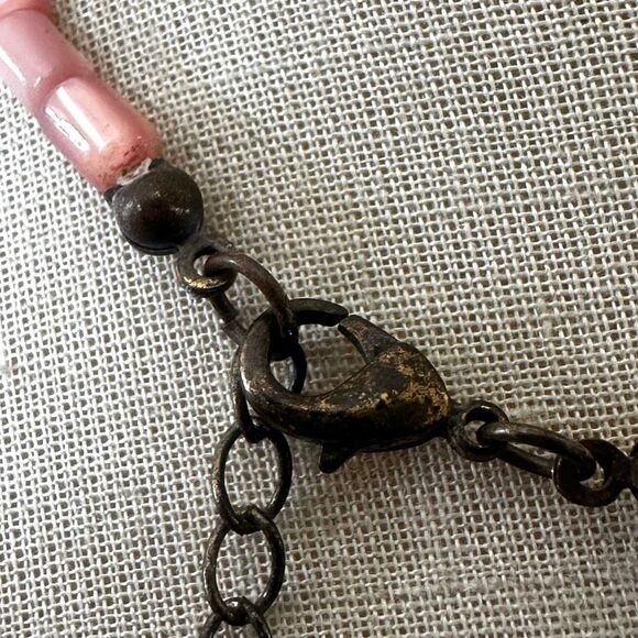 Vintage Pink Mother-of-Pearl Shell Bead Choker Necklace - Picture 3 of 6